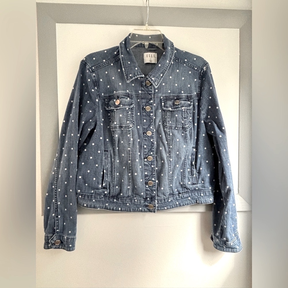 Elle Denim Jacket with White Dots
